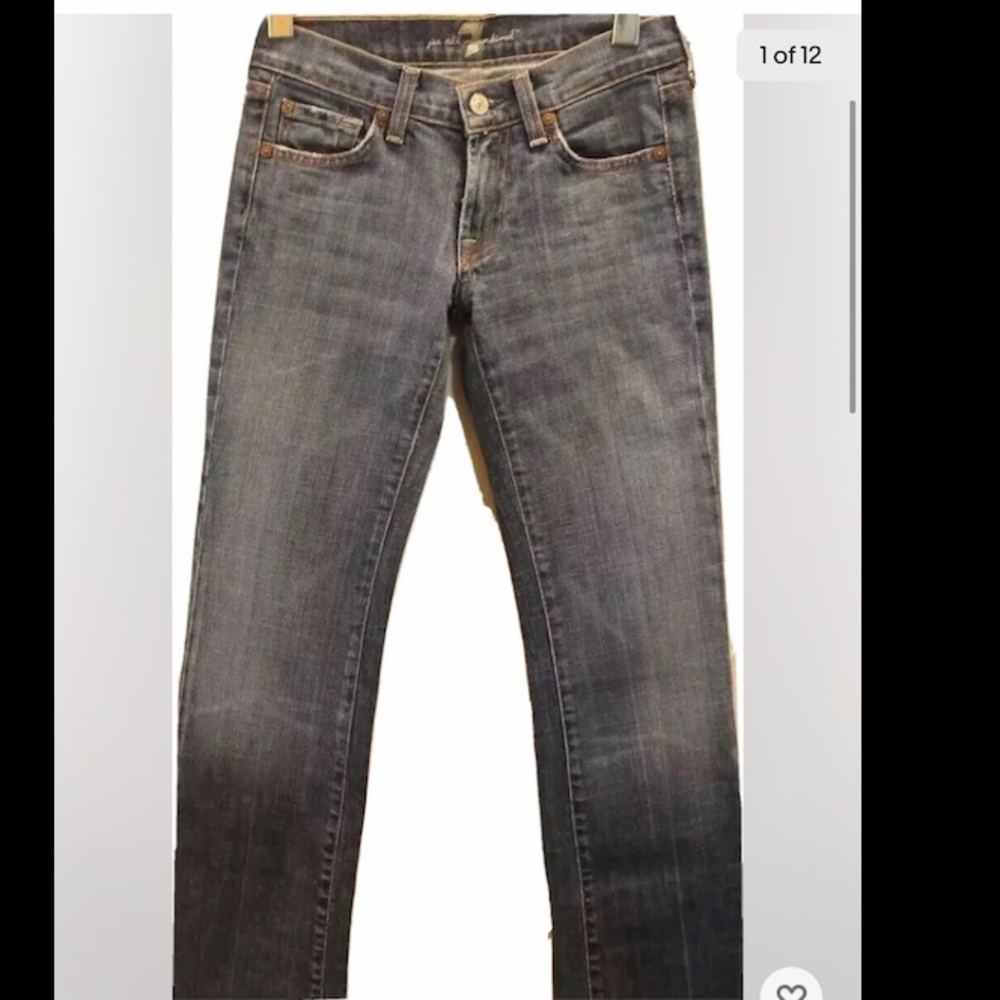 7 Seven For All Mankind Women’s Denim Jeans Embellished Faded Blue  Bootcut  24